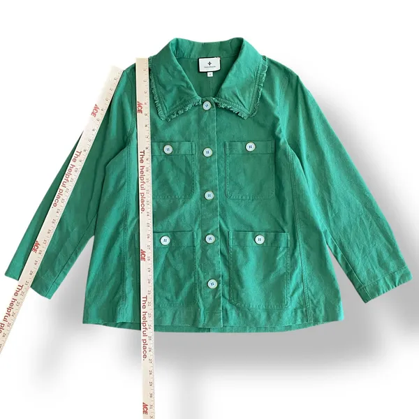 Tuckernuck Baldwin Linen‎ Cotton Jacket Womens Size S in Palm Green - Image 3
