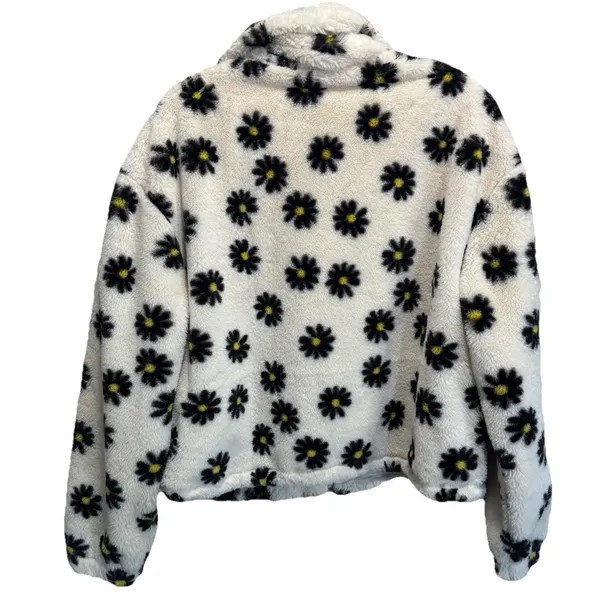 I Believe Faux Fur Long Sleeve Zip Up Flowers Jacket Size L‎ Soft Lined - Image 4