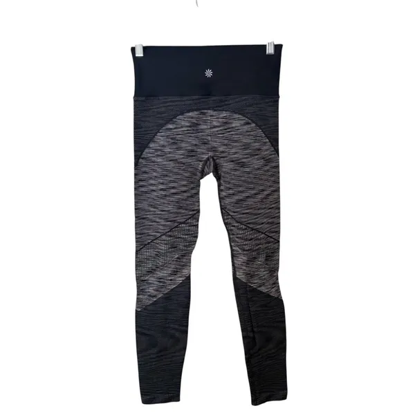 Athleta Women’s Navy Gray Space Dye Textured‎ Leggings Medium Workout Athletic - Image 2