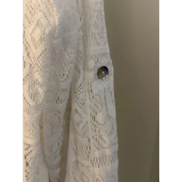 Becca by Rebecca Virtue White Button Down Cover Up Blouse Long Top Women's - Image 3