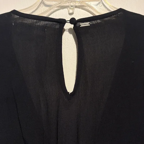 O’Neill- NWT “Bryan” Black Sheer Wide Leg Bell Sleeves Jumpsuit Coverup- Size S - Image 4