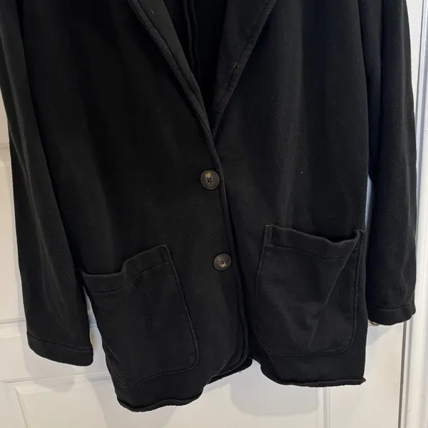 Aerie Black Knit Cardigan Blazer Button Front Cozy Sweater Jacket Size M - Image 2