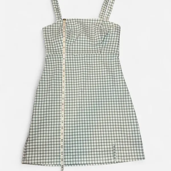 Hollister Mint Green Plaid Mini Dress (Size Small) - Image 5