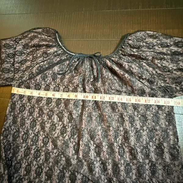 VTG 60s Carol Brent Black Lace Blouse Peasant Top Mini Dress Sheer Boho Goth M - Image 6