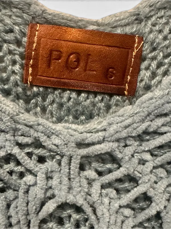POL S Oversized V-Neck Knit Sweater in Teal - Image 4