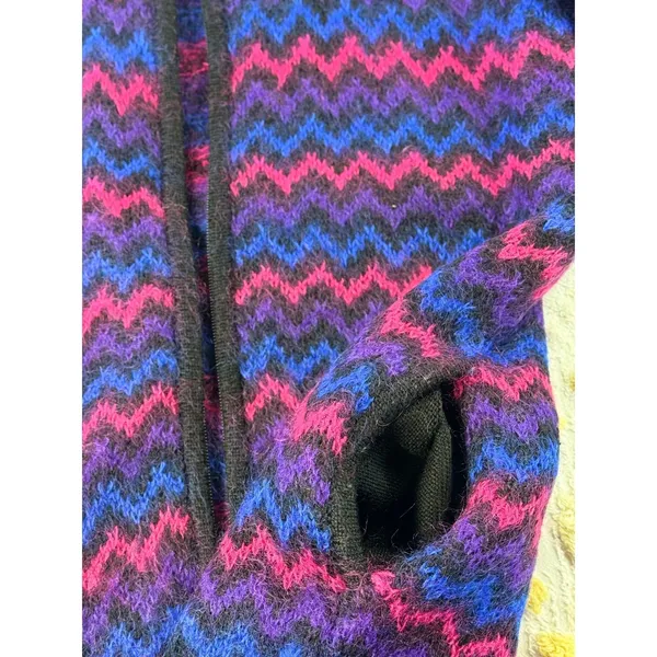 Vintage Kerri Kelsey Mohair Wool Zip Cardigan Sweater‎ Pink Purple Chevron Small - Image 9