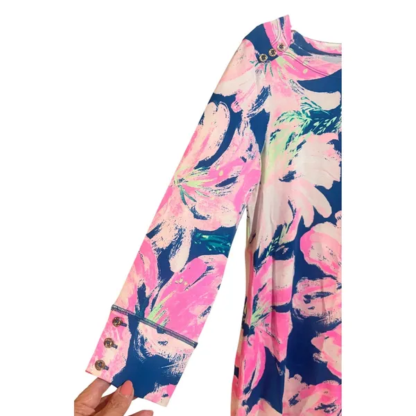 Lilly Pulitzer Sophie Dress Womens M Pink Blue Floral Excellent UPF 50+ Shift - Image 7