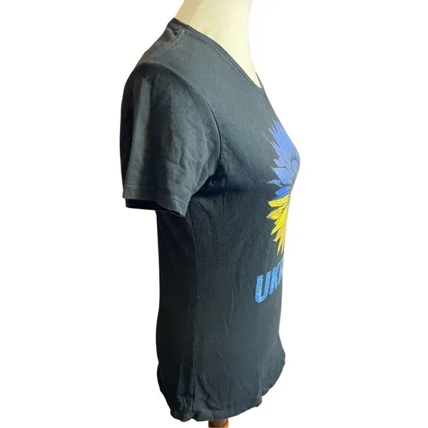 Ukraine Port Authority Women’s Black Short Sleeve 100% Cotton Graphic T-Shirt Si - Image 5