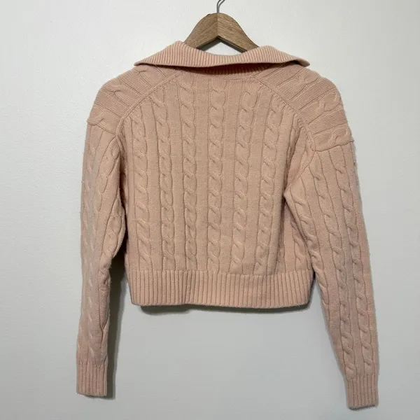 Aritzia Sunday Best Merino Wool Cotton Lottie Cable Knit Cropped Polo Sweater XS - Image 7