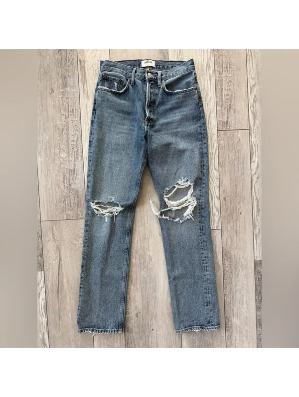 AGOLDE Agiles Lana Mid Rise Distressed Vintage Straight jeans women’s size 25 - Image 9