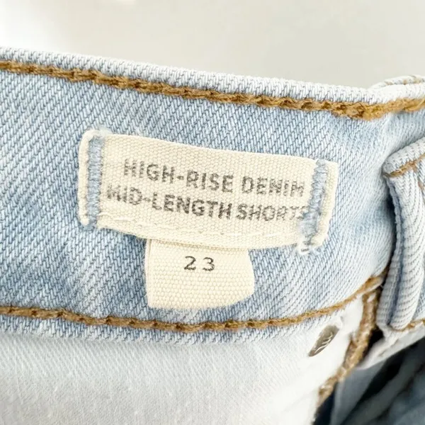 Madewell Mid Length Shorts Size 23 Blue Light Wash High Rise Preppy Coastal Chic - Image 7