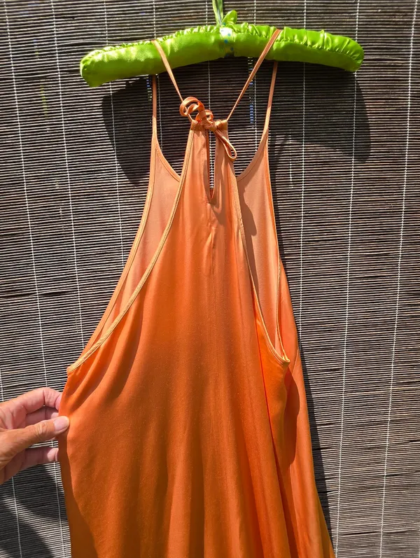 NEW ZARA Maxi Dress Satin Burnt Orange size S - Image 9