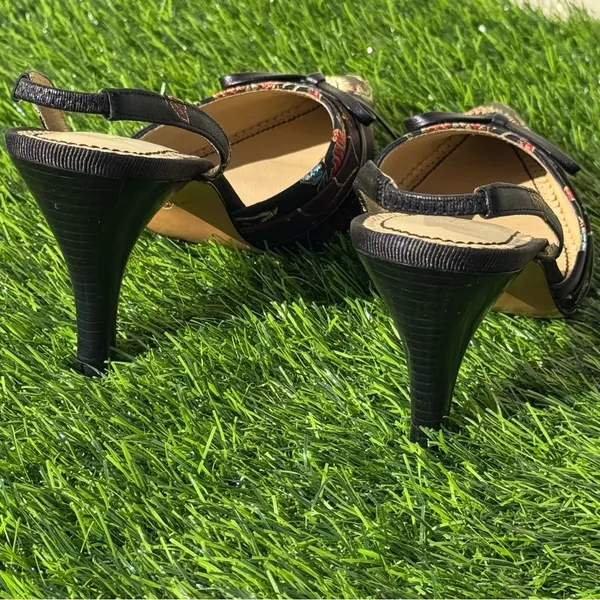 Joey Tibet Elegant Black Floral Women's Heels 6.5 - Image 7