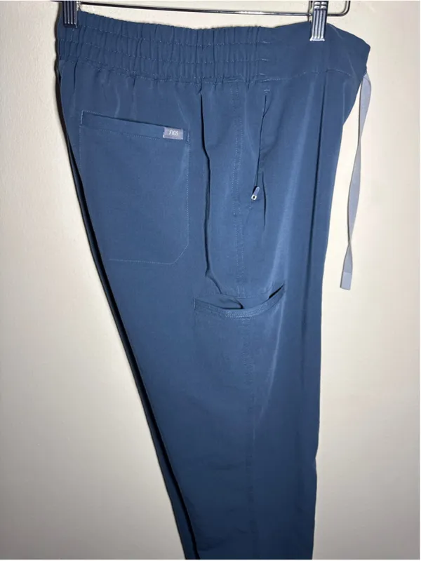 FIGS Jogger Scrub Pants Blue with Grey Drawstring - Image 8