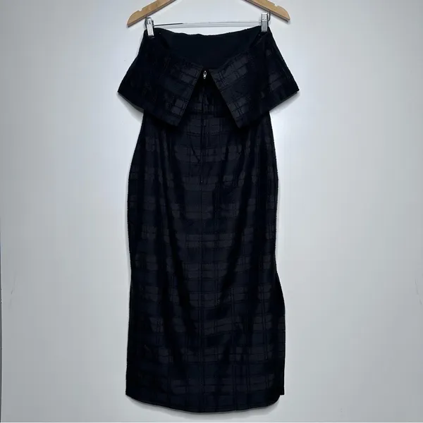 C/ MEO Collective Black Strapless Side Slit Plaid Refresh Cocktail Dress Size M - Image 6
