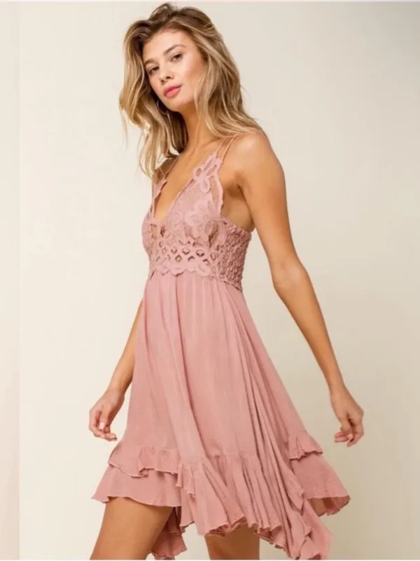 NWOT Free People Adella Mini Dress Dusty Rose size Small - Image 5