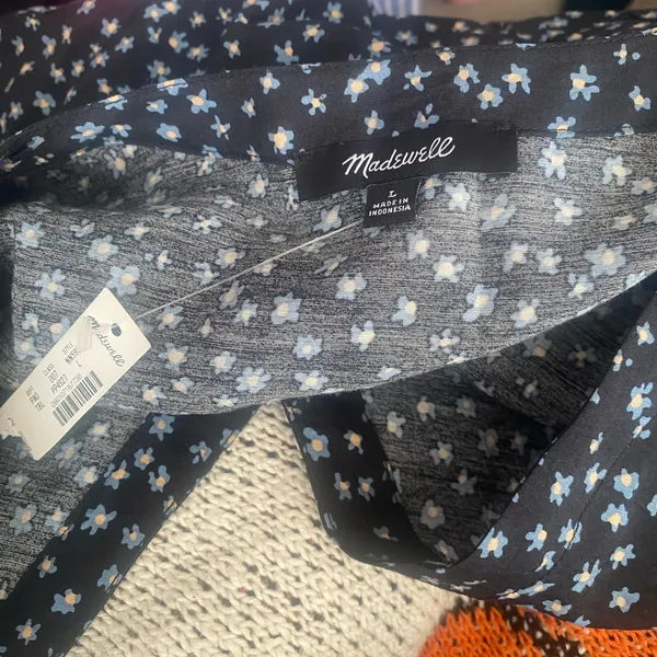 NWT Madewell Rosalind Floral Cropped Button Top L - Image 10