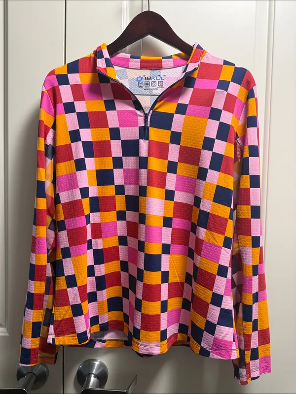 IBKUL Annalise Print Long Sleeve 1/4 Zip Pullover Golf Sun Shirt UPF 50+ XL - Image 2