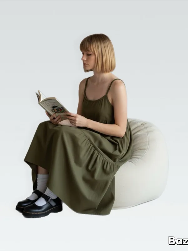 Olive Tiered Cotton Spaghetti - Image 2