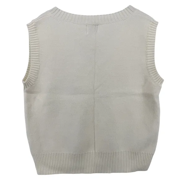 Princess Polly Sleeveless‎ V-Neck Sweater Vest Cream Ivory Women S/M Preppy Y2K - Image 3
