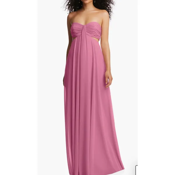 Dessy Collection Strapless Empire Waist Chiffon Gown in Orchid Pink Size 14 NWOT - Image 3