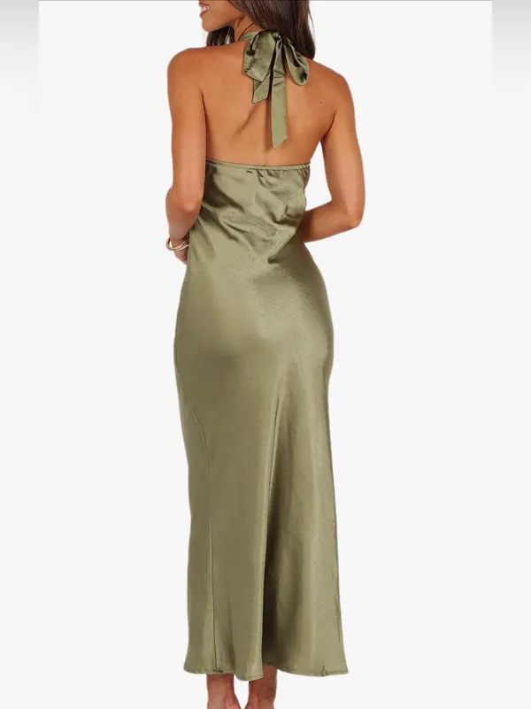 Petal & Pup Grasie Satin Halter Dress - Image 2