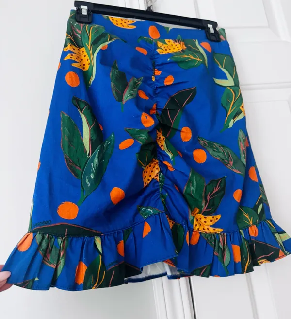 Farm Rio Tropical Print Ruched Ruffled Mini Skirt, Size XS - Image 7