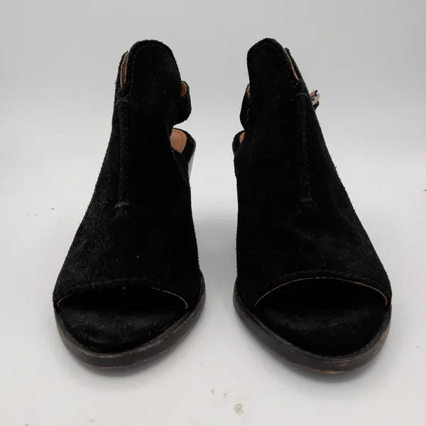 Frye Courtney‎ Black Suede Slingback Peep Toe Block Heel Booties Womens 7.5 B - Image 3