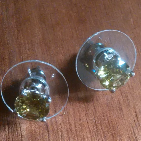 Peridot Color Simulated Diamond Sterling Silver Stud Earrings - Image 8