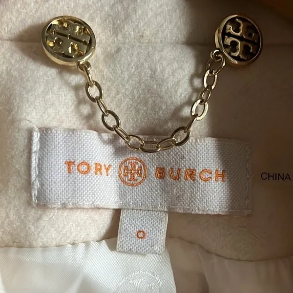 Tory Burch Bernadine Wool Blend Peacoat Button Jacket 48131588 SHELL/IVORY‎ 0 - Image 4