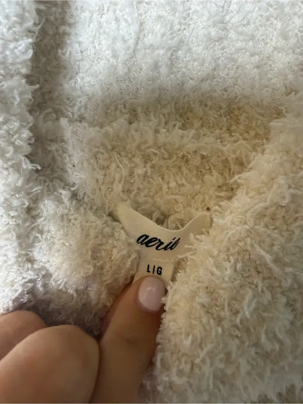 Aerie Marshmallow Cropped Turtleneck Sweater Cream Size Large - Image 3