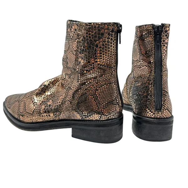 Free People Amarone Ankle Boot Metallic Copper‎ Snakeskin Print Size 38 US 7.5 - Image 9