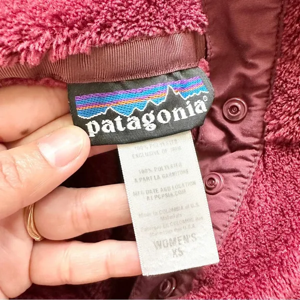 Patagonia Re-Tool Burgundy Fuzzy Fleece 3/4 Snap-T Pullover Jacket Size XS - Image 8