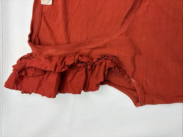 Nation size XL Ruffle Sleeve Tiered Midi Dress Burnt Orange guest minimal party - Image 3