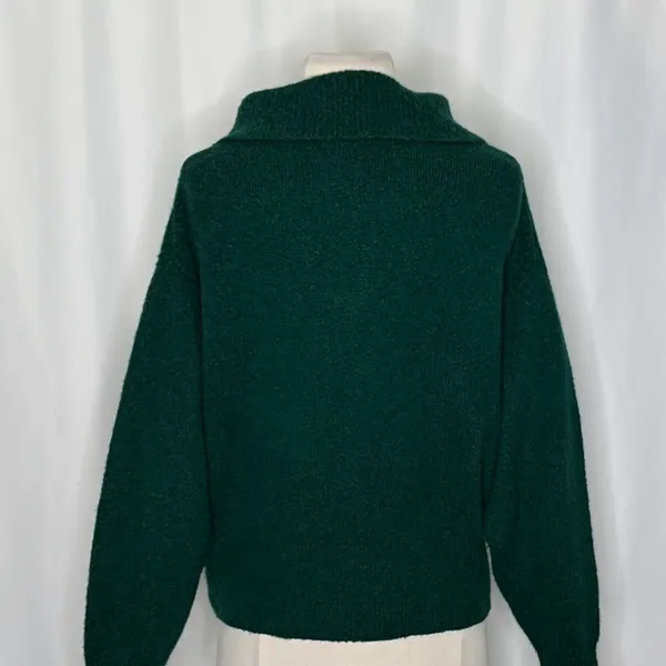 J. CREW Relaxed Half Zip Stretch Sweater Merino Wool Alpaca Dark Spruce Green M‎ - Image 8