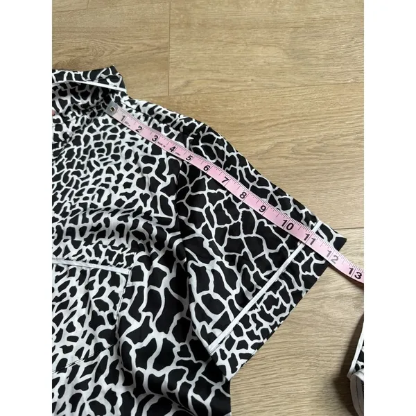 NWOT‎ Womens Loft black white leopard print satin button up shorts pajamas MP SP - Image 13