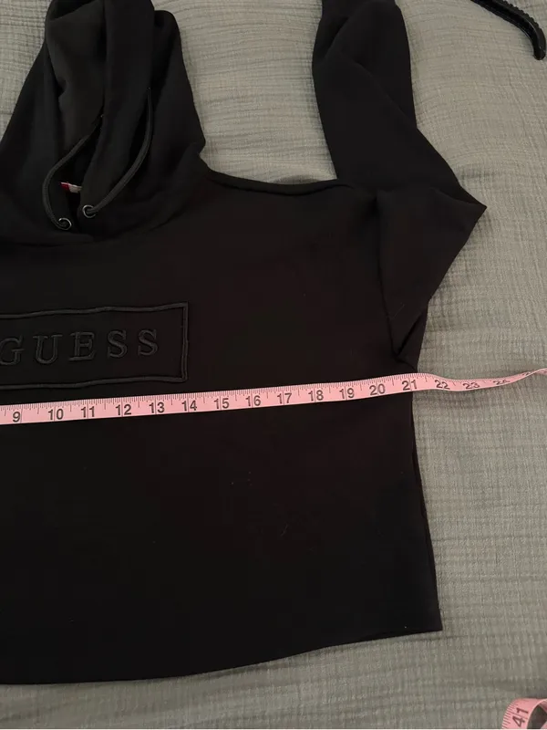 GUESS women Black Hooded Sweatshirt - Embroidered Logo - Image 8