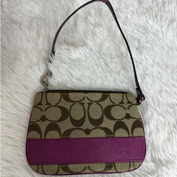 COACH Purple Brown Signature Canvas Wristlet - Image 2
