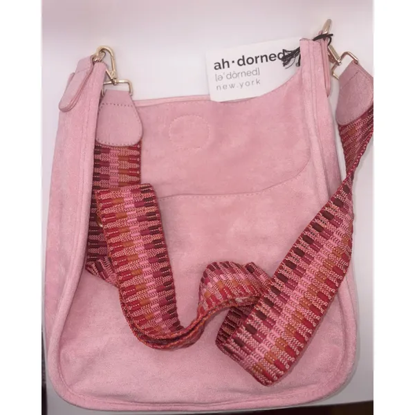 Ahdorned‎ Pink Vegan Suede Messenger Bag with Two Interchangeable Straps NWT - Image 4