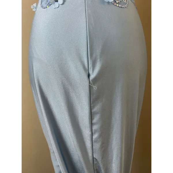 y2k baby blue floral prom dress side slit train fairytale coquette formal gown - Image 5
