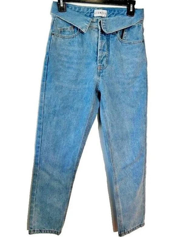 Lioness Women's High Waist Foldover 90's Mom Jeans Size XS Size 2 - Image 6