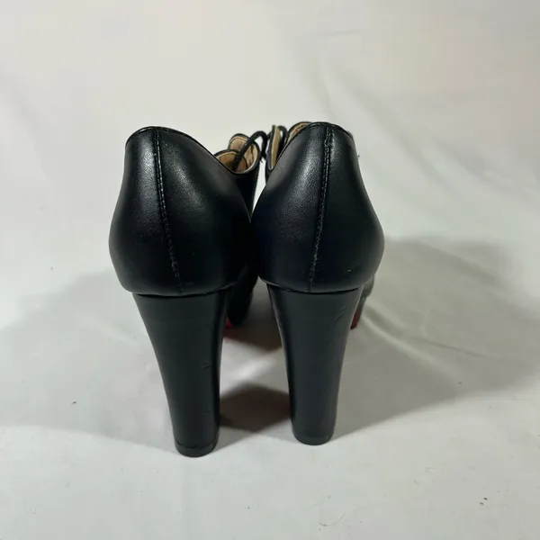 Platform Lace Up 4” Heels Women‎ Black W/Red Soles Eu 37 6.5-7 New - Image 4