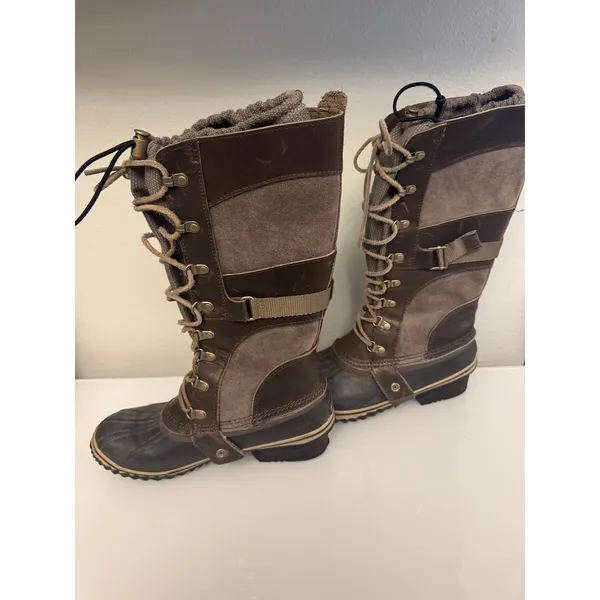 Sorel Conquest Carly women's tall boots women's size 9 brown and gray - Image 3