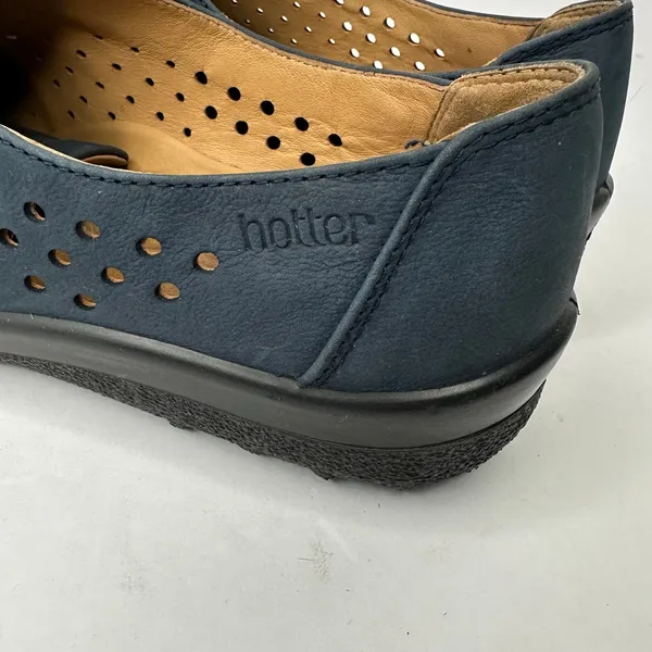Hotter Thrill Navy Nubuck Leather Perforated Slip-On Comfort Shoes Sz 8.5 - Image 10