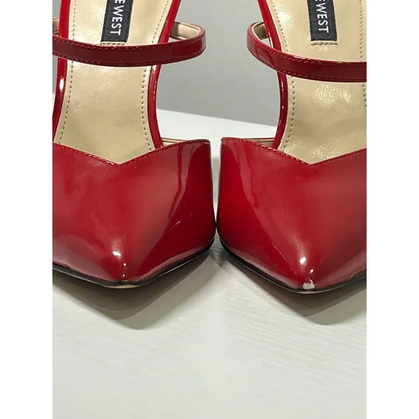 Nine West Red Patent Leather Pointed Toe Mary Jane Stiletto Heels Womens Size 7M - Image 9