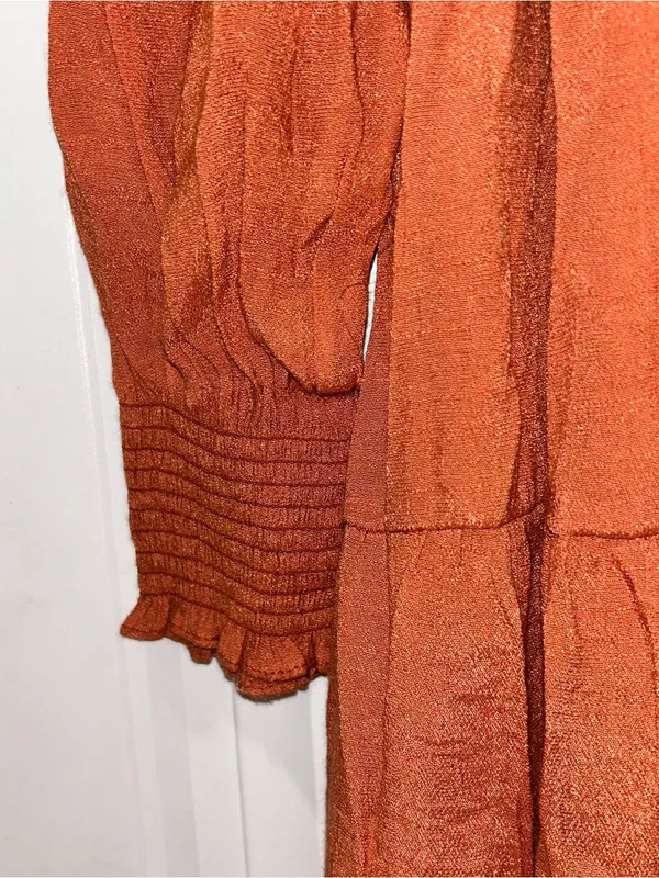 Blu Pepper Rust Smocked Bodice Maxi Dress - Image 3