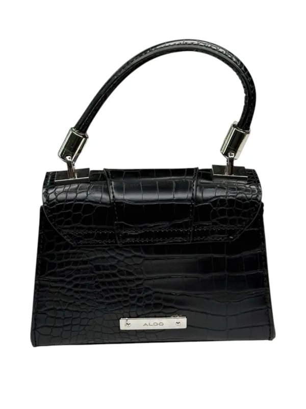 Aldo 𓆈 Vegan Croc Embossed Convertible Crossbody Top Handle Mini Bag 𓆈 Black 𓆈 - Image 7