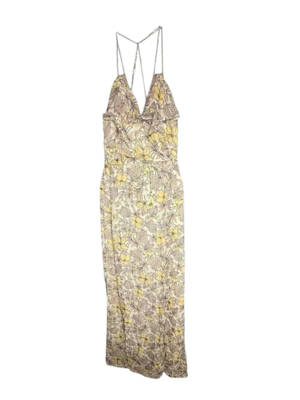 The Jetset Diaries TJD ⚘ Frangipani Maxi Dress ⚘ Gold Print ⚘ Large ⚘ Thigh Slit - Image 4