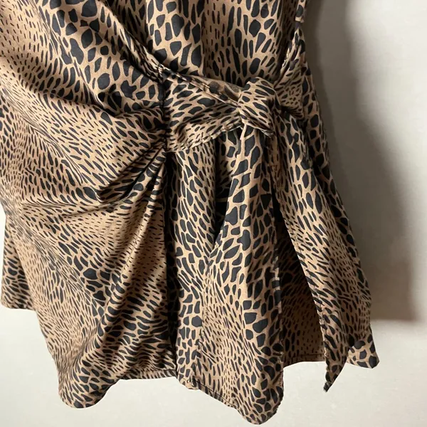 Guess Wrap Top Animal Print‎ Women Small Brown Black Leopard Sleeveless Blouse - Image 10