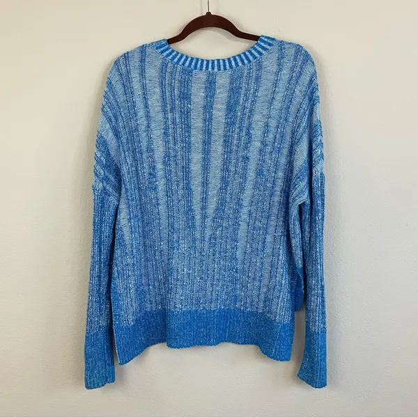 Anthropologie Pilcro Blue Textured High-Low Relaxed Pullover Sweater Size M‎ - Image 10